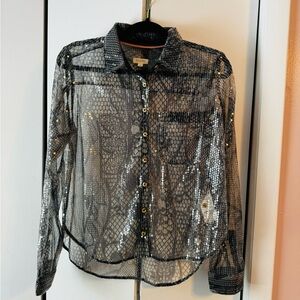 NWOT Pilcro by Anthropologie sequin button down blouse